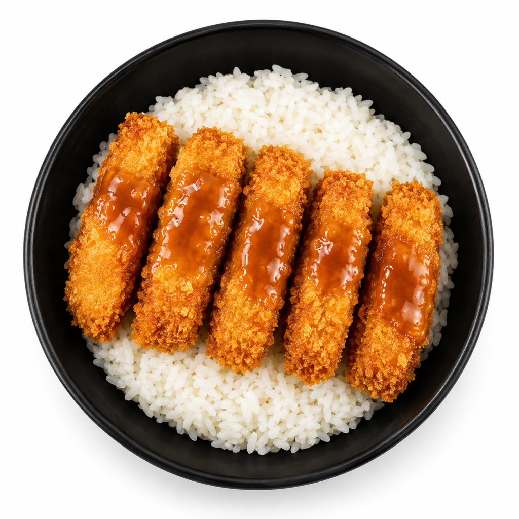 Crispy Breaded Fish Rice Bowl – بول أرز بالسمك المقرمش المقلي